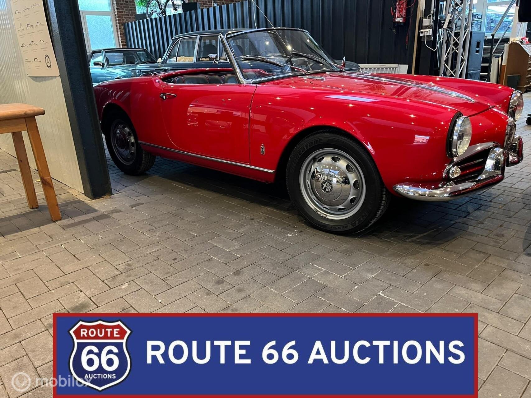 Alfa Romeo Giulietta Spider | 1957 | Route 66 Auctions, Zwart, Bedrijf, Handgeschakeld, Overige carrosserie