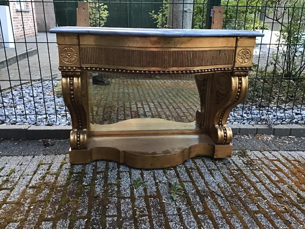 Trumeau ancien doré, avec dessus en marbre, Antiquités & Art, Antiquités | Meubles | Tables, Enlèvement ou Envoi