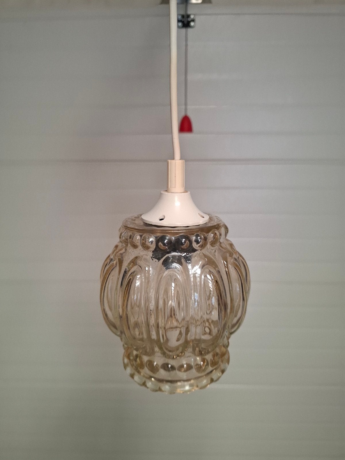 Luminaire en verre moulé années 50, Maison & Meubles, Enlèvement ou Envoi, Verre