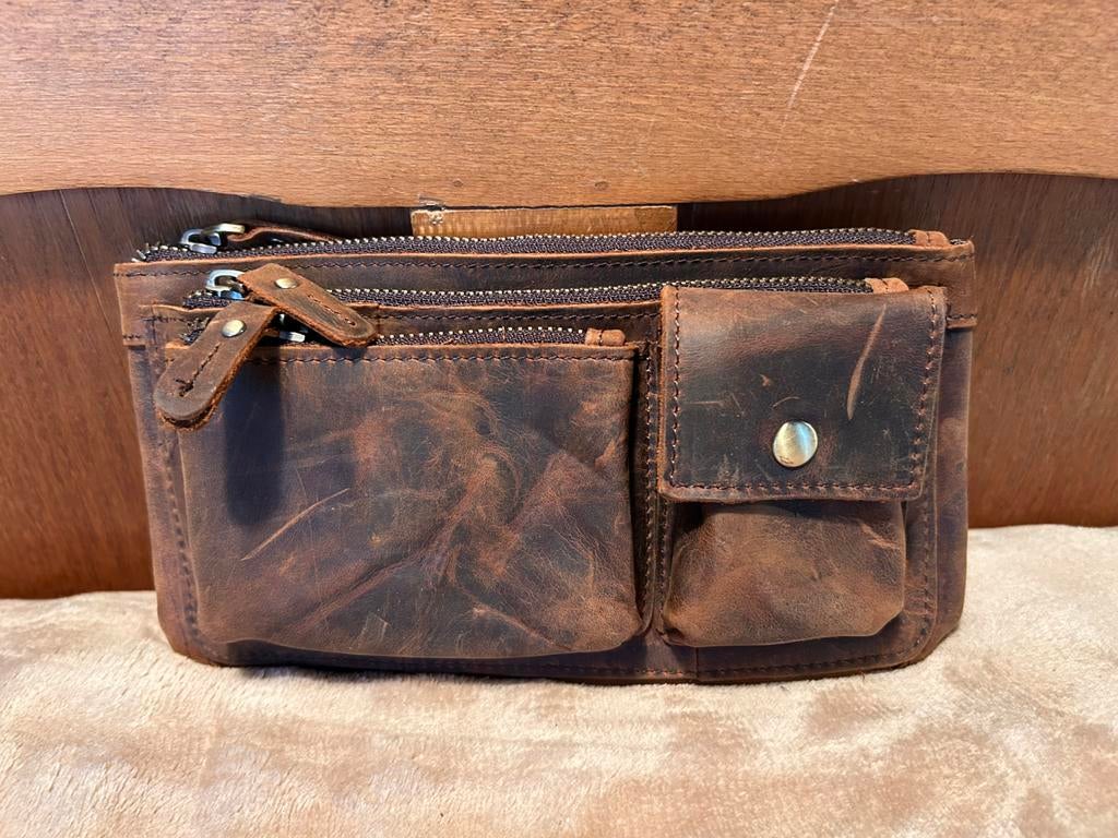 Pochette de ceinture en cuir véritable, Enlèvement ou Envoi, Neuf, Brun