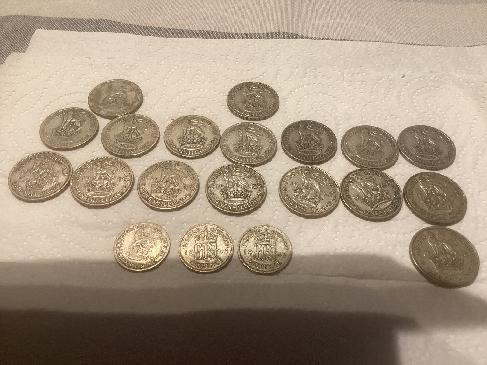 Lotje oude zilveren  Britse muntjes .enkel ophalen ., Ophalen, Setje, Zilver