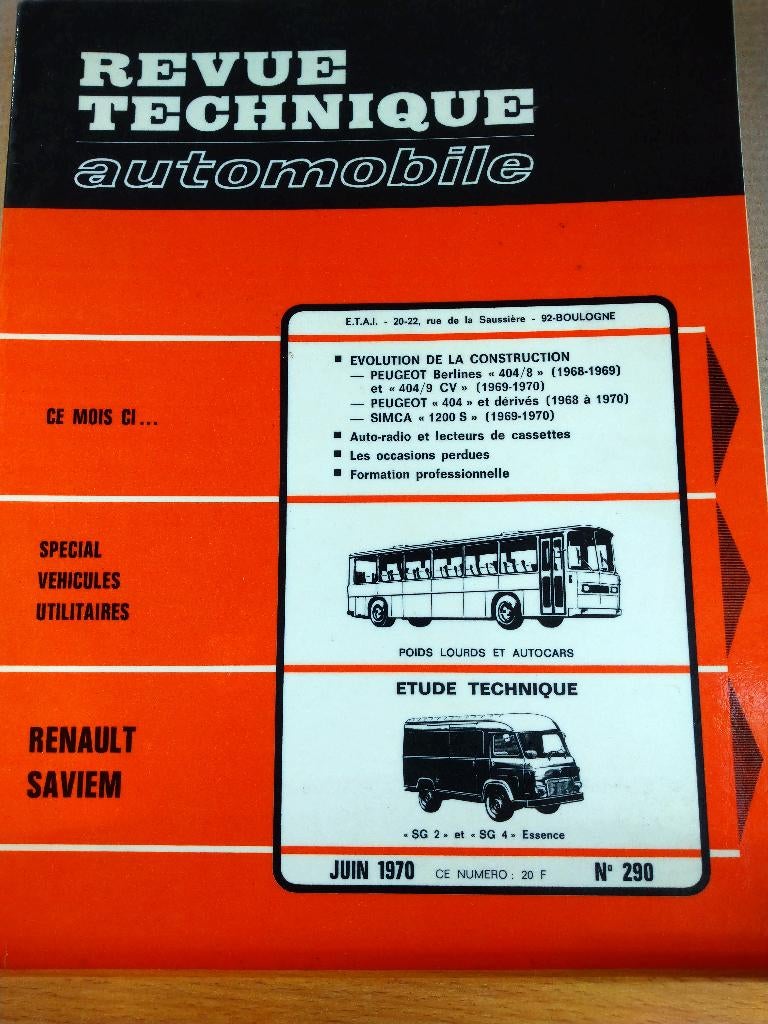 RTA 290 - Renault Saviem - juin 1970, Enlèvement ou Envoi