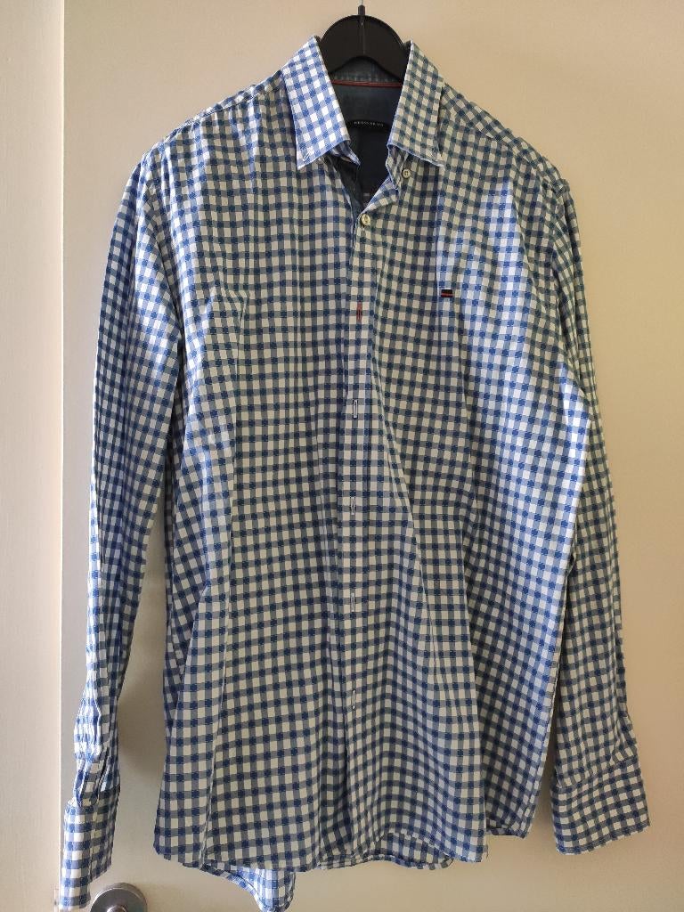 Hemd geruit blauw wit, State of art, maat M, Kleding | Heren, Blauw, Halswijdte 39/40 (M), Gedragen, Ophalen