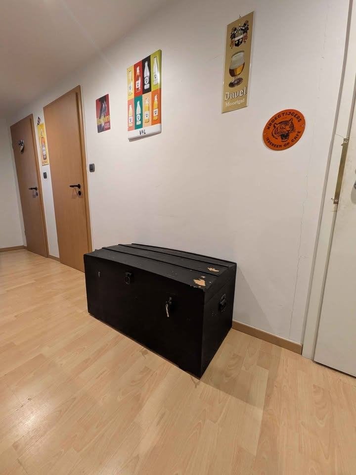 Zwarte Houten Kist / Dekenkist / Reiskoffer, Ophalen, Gebruikt