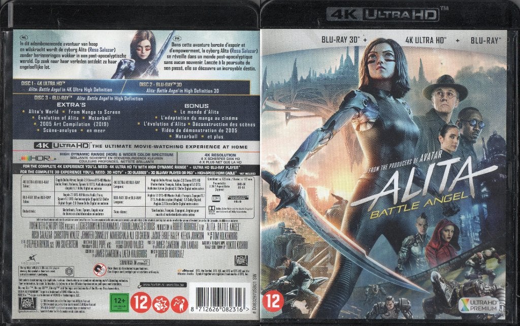 alita (4k ultra-hd + blu-ray 3D + blu-ray) nieuw, Italiaans, Film, Science Fiction en Fantasy, 4K Ultra HD Blu-ray