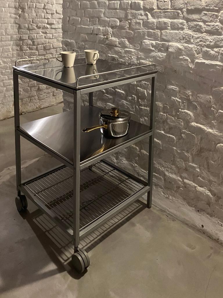 RVS keukenrek, Huis en Inrichting, Keuken | Keukenbenodigdheden, Gebruikt, Keukentrolley, IKEA, Metaal, Zilver, Ophalen