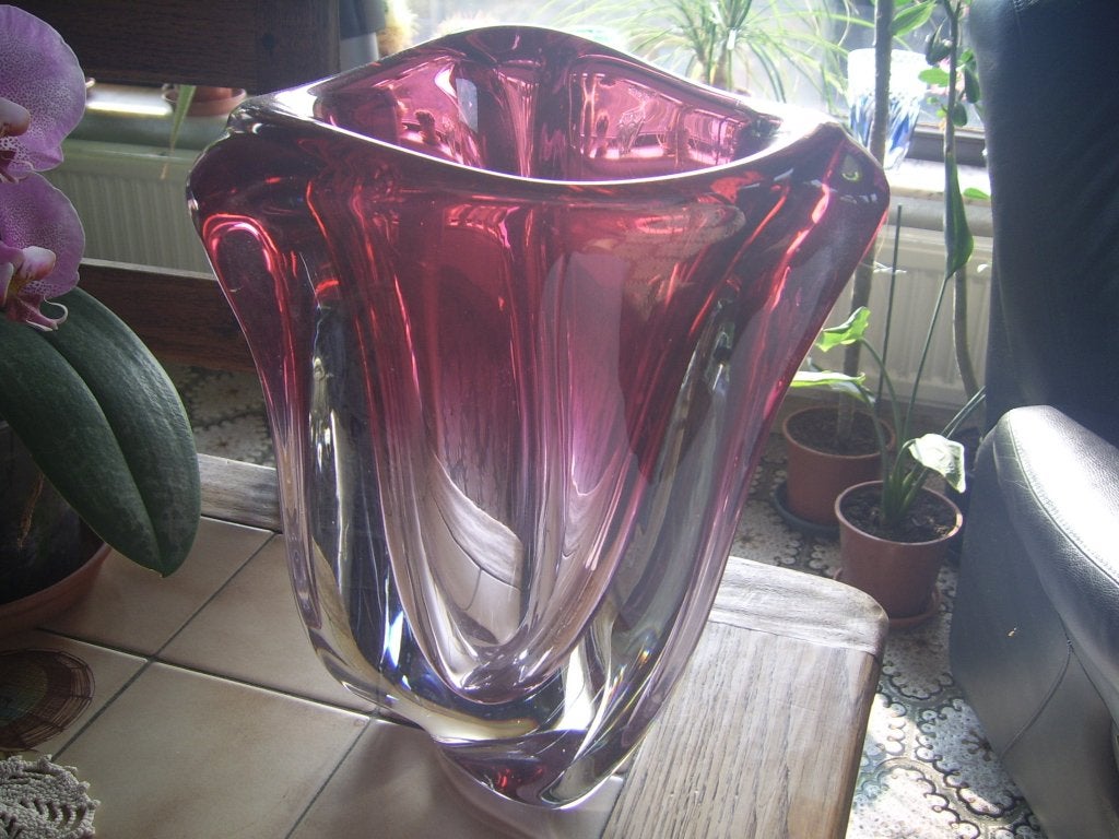 très beau vase en cristal val saint lambert signé, Enlèvement