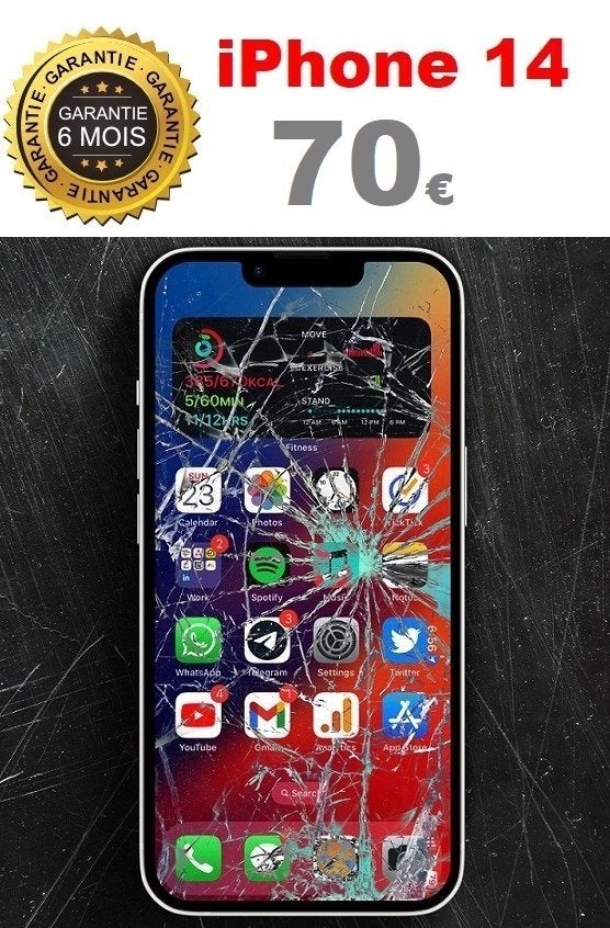 Réparation écran iPhone 14 pas cher à Bruxelles, Garantie, Enlèvement, Autres types, Apple