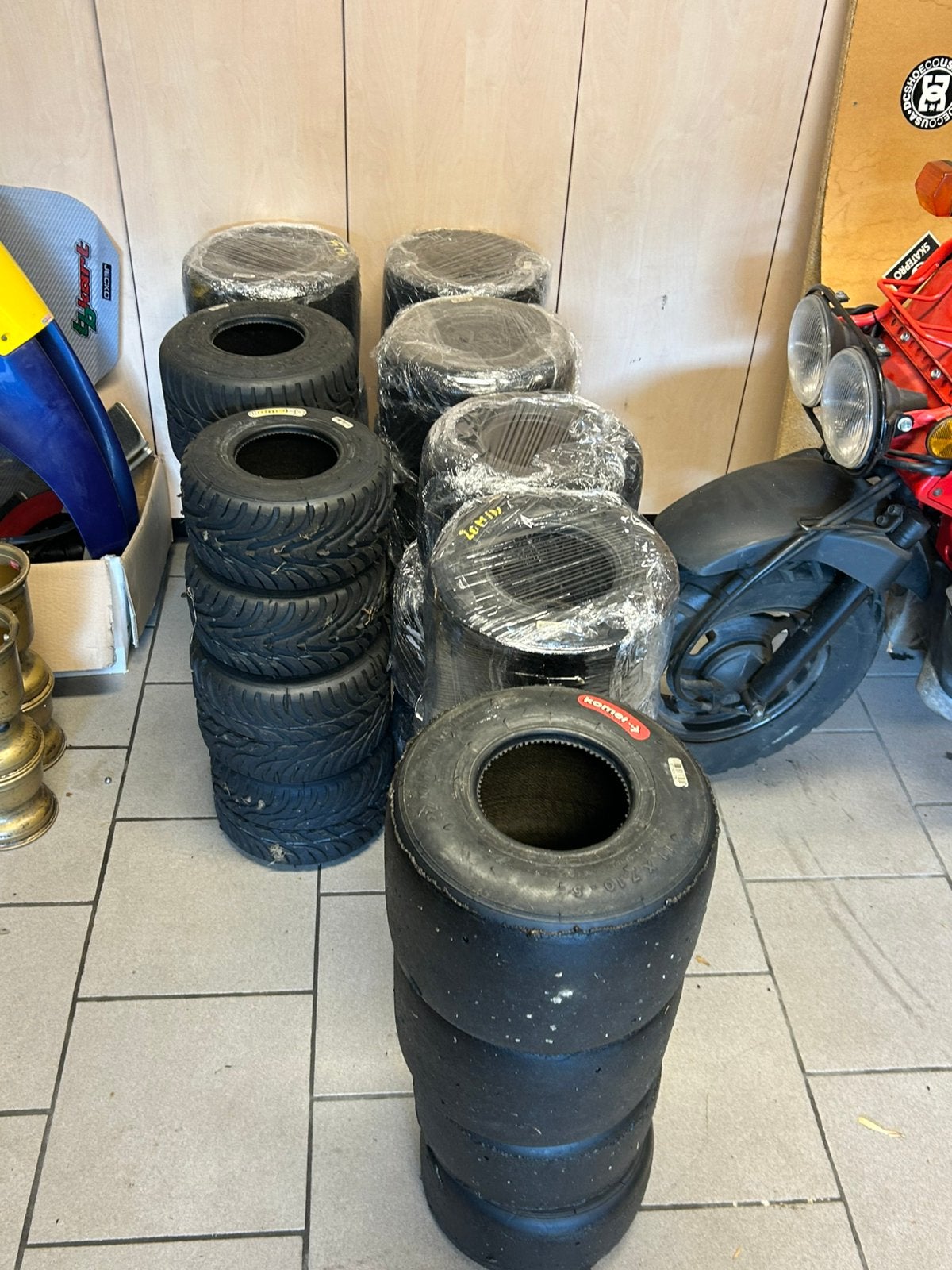 Pneus karting, Enlèvement, Utilisé