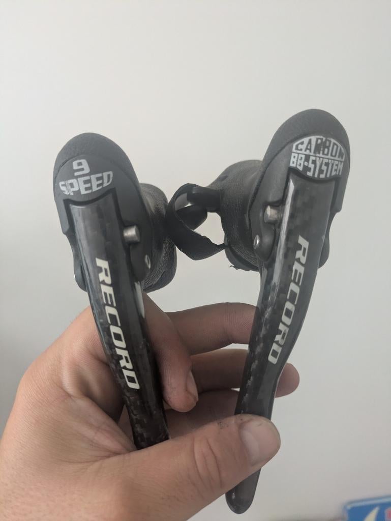 Vintage campagnolo record Carbon2x9 speed shifters, Fietsen en Brommers, Fietsonderdelen, Ophalen of Verzenden, Carbon
