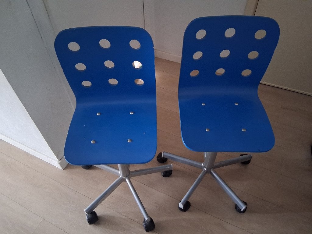 kinderbureaustoel blauw type Ikea, Comme neuf, Enlèvement, Bleu, Chaise de bureau