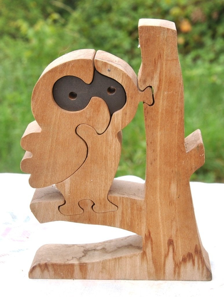 hibou sur branche puzzle en bois naturel, Enlèvement ou Envoi, Utilisé, Animal