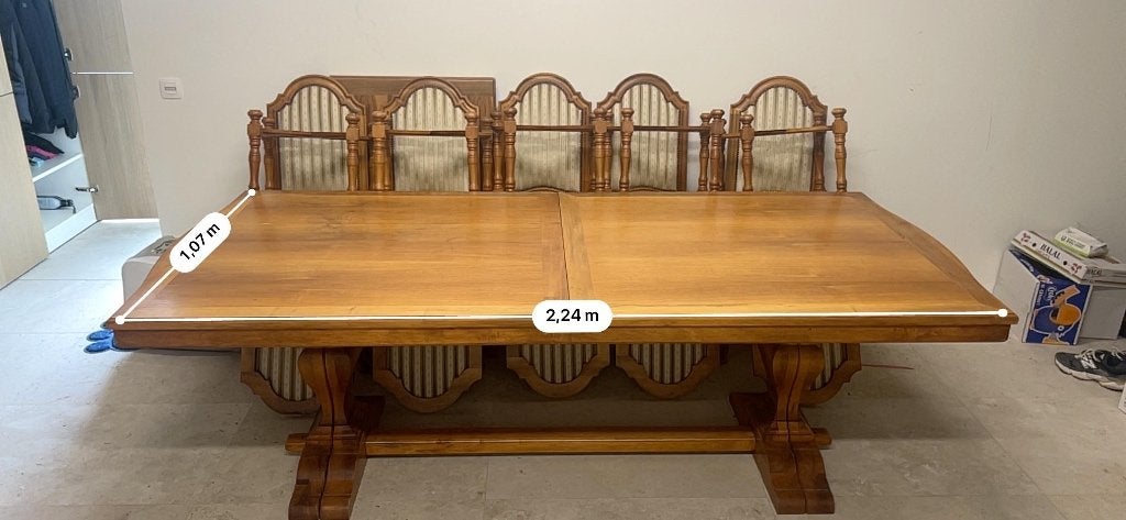 Table à manger et chaises, Maison & Meubles, Cerisier, 150 à 200 cm, Comme neuf, Enlèvement