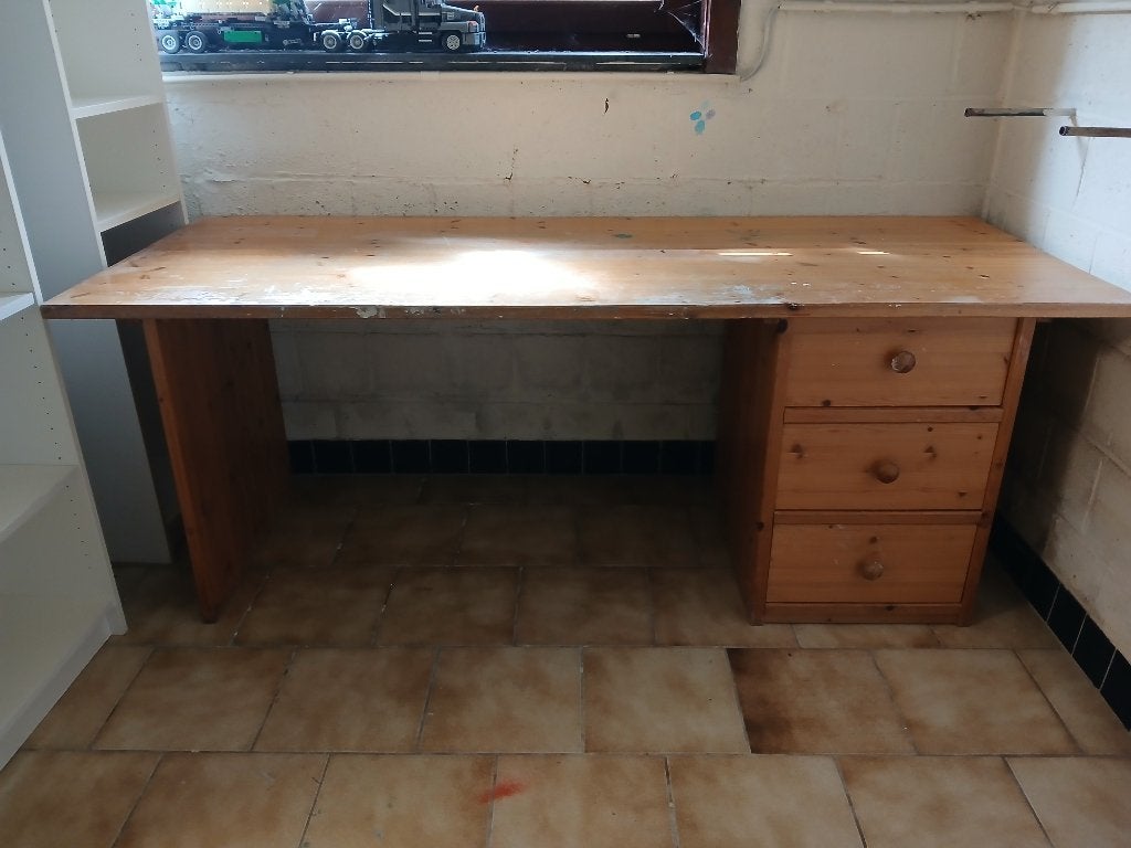 A donner: bureau en bois massif, Maison & Meubles, Enlèvement, Utilisé, 77 cm, 200 cm