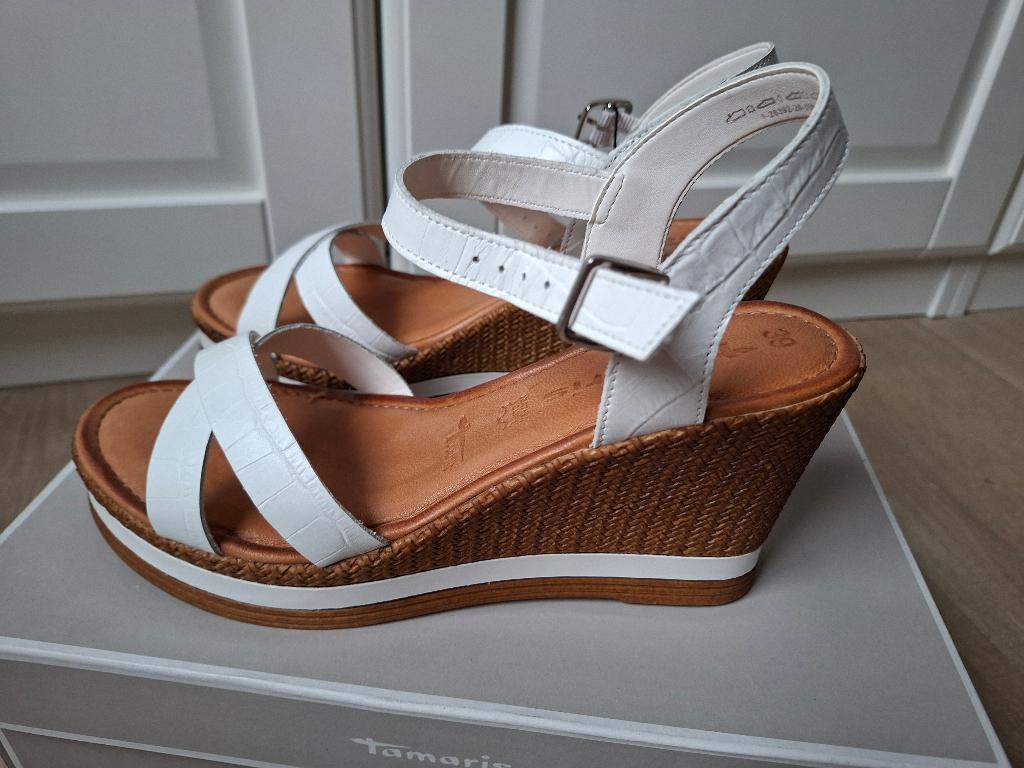 Sandale compensée tendance, Enlèvement, Blanc, Sandales et Mûles, Neuf