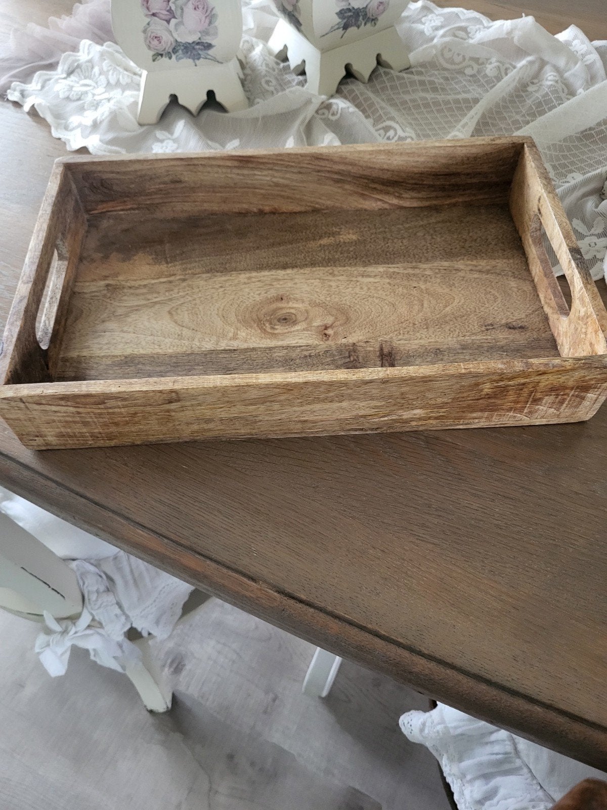 Houten dienblad, Ophalen