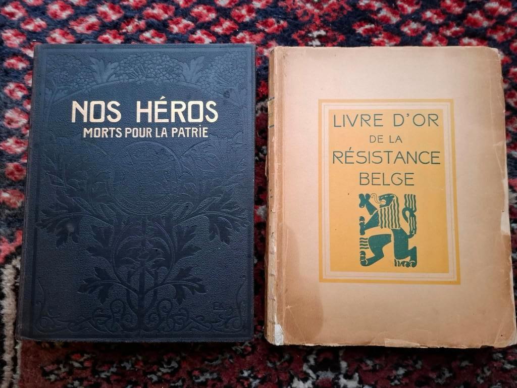 Lot boeken Nos Héros WO1 + Livre d'Or Résistance WO2, Verzamelen, Verzenden, Overige soorten, Boek of Tijdschrift