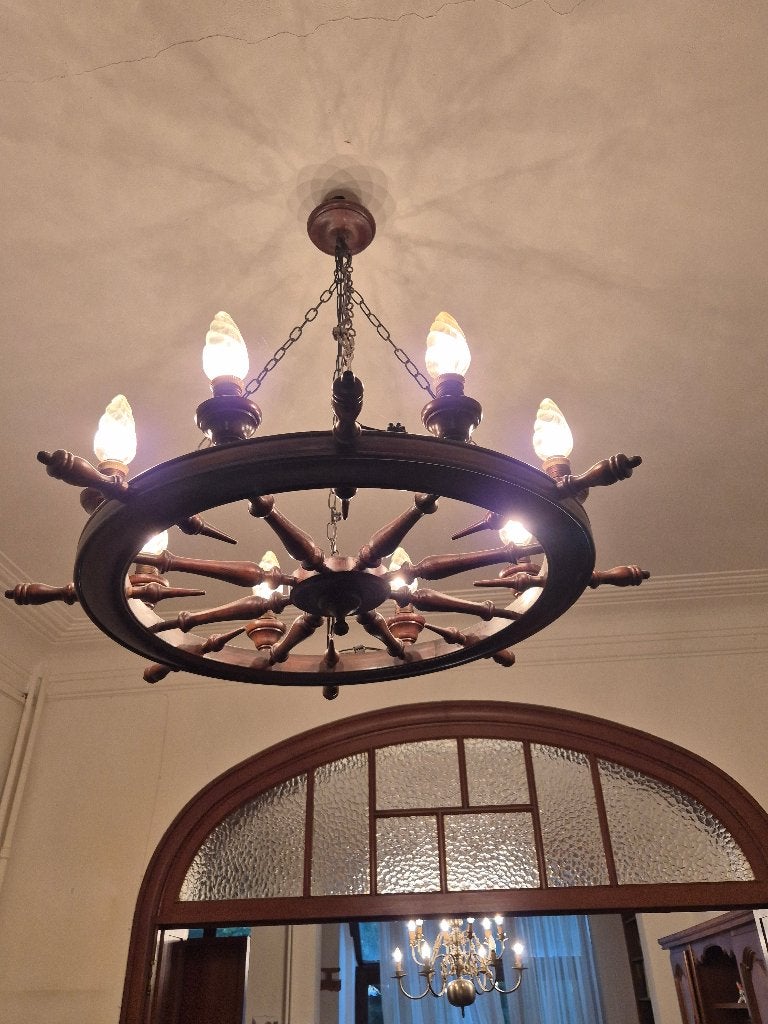Luminaire gouvernail en bois, Huis en Inrichting, Lampen | Kroonluchters, Ophalen, Gebruikt, Hout, En bois, bateau