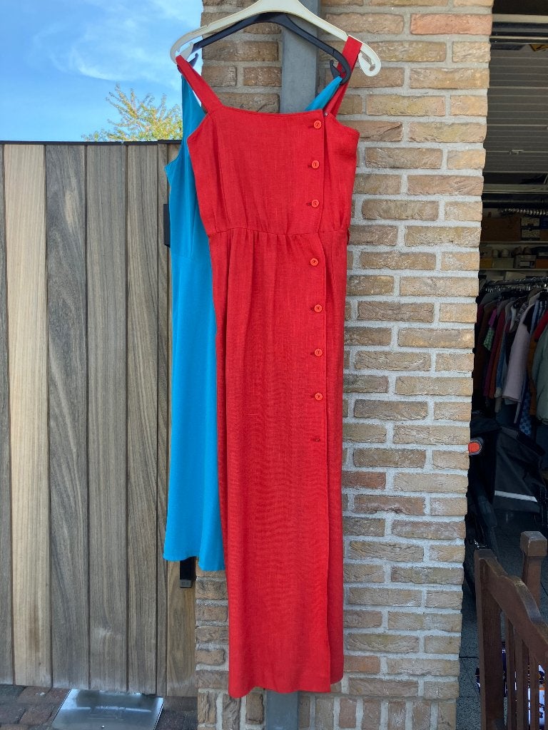 Vintage lang rood kleed XS, Enlèvement, Rouge