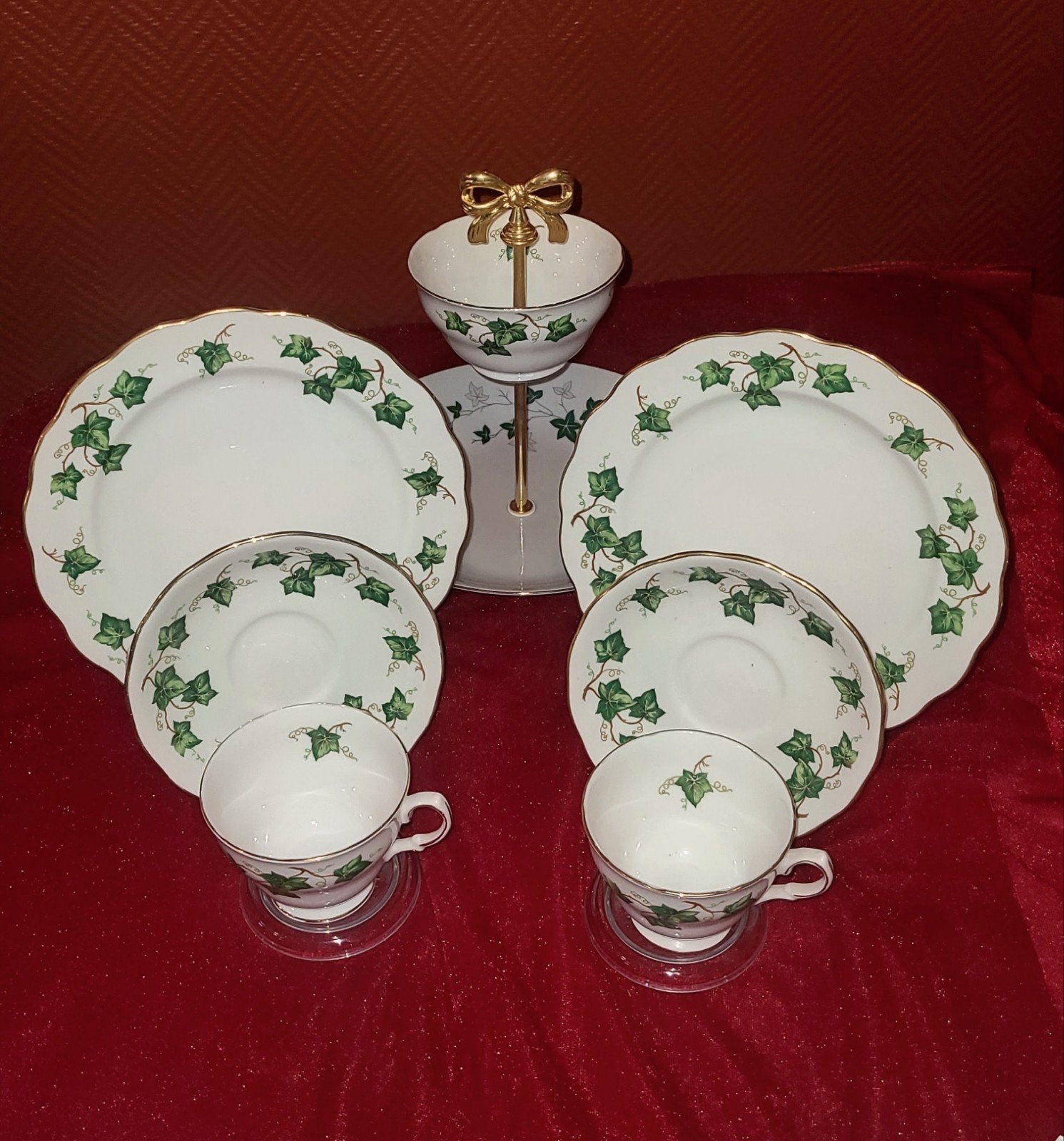 Ontbijtset Colclough "Ivy leaf", Huis en Inrichting, Keuken | Servies, Klassiek, Porselein, Ophalen of Verzenden