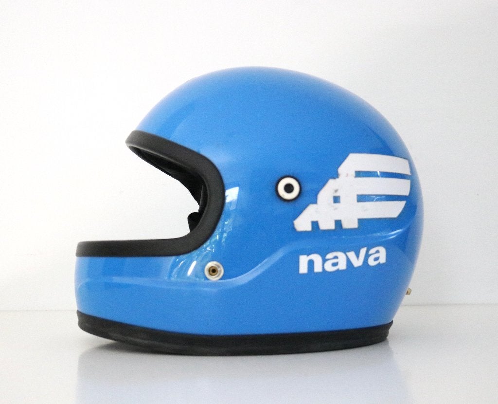 vintage blauwe integraalhelm van het merk Nava, Enlèvement ou Envoi, Seconde main, Casque intégral