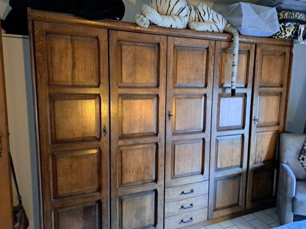 Houten slaapkamer - gratis - zelf af te halen, Enlèvement, Utilisé, Deux personnes