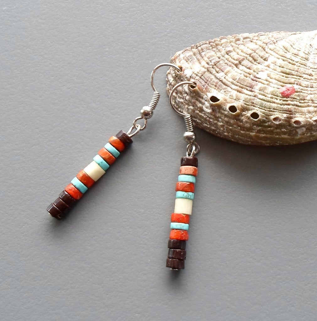 Indiaanse turkoois en jaspis ringen oorbellen+, Handtassen en Accessoires, Oorbellen, Overige materialen, Hangers, Nieuw, Oranje