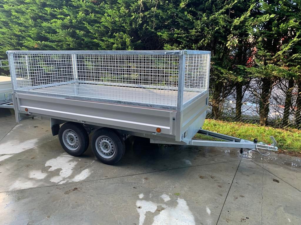 Aanhangwagen dubbelas plateau + loofnetten, Auto diversen, Aanhangers en Bagagewagens, Nieuw, Ophalen