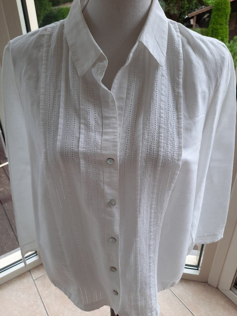 Mooie blouse PETER HAHN - 44, Taille 42/44 (L), Comme neuf, Peter Hahn, Blanc