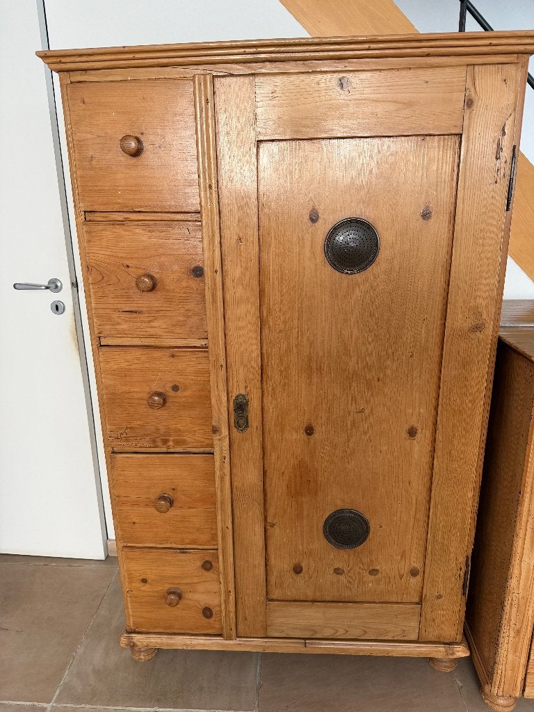 Antieke, grenen proviandkast, Antiek, 25 à 50 cm, 100 à 150 cm, Utilisé