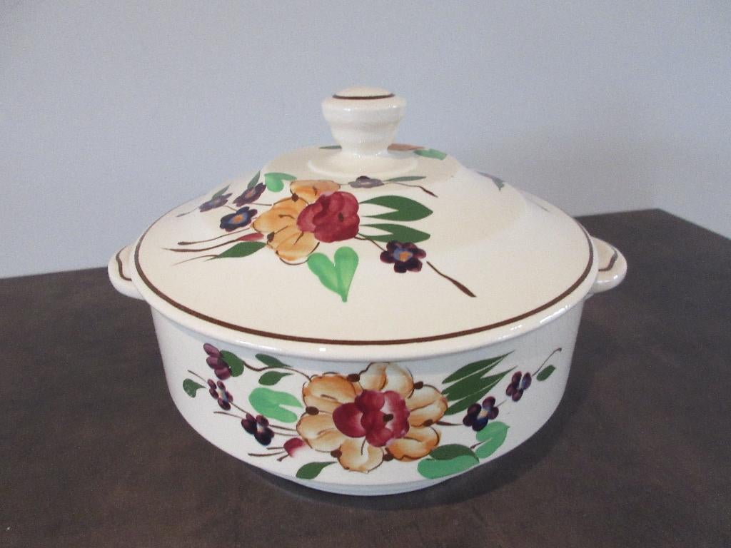 Oude soepkom schotel kom Boch Frères keramiek bloemendecor, Antiek en Kunst, Antiek | Servies los, Ophalen
