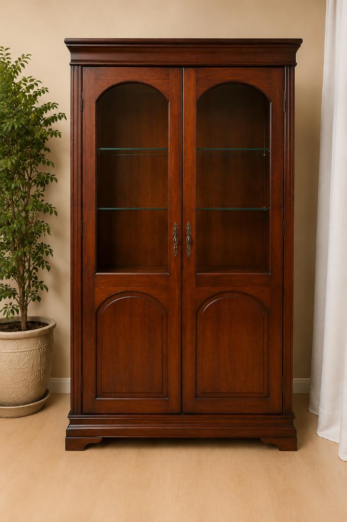 Grande vitrine bibliothèque en merisier – très bon état, Avec porte(s), Cerisier, 100 à 150 cm, Utilisé
