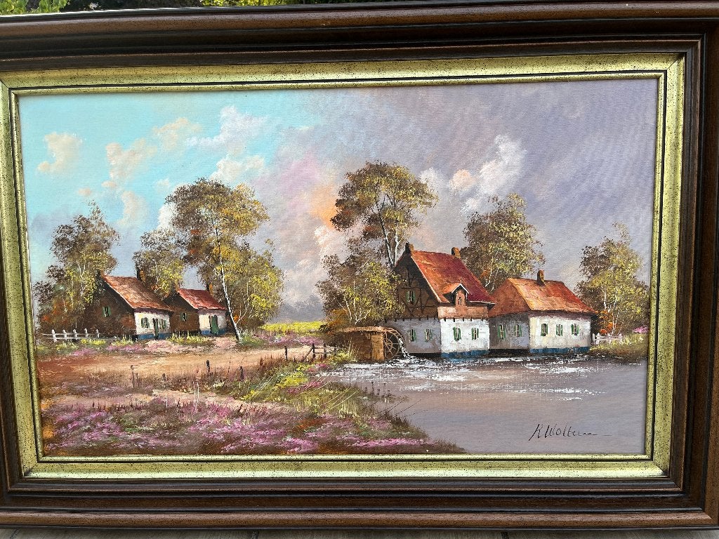Schilderij, Antiquités & Art, Art | Peinture | Classique, Peinture à l'huile, Paysage, Enlèvement, Cadre spécial