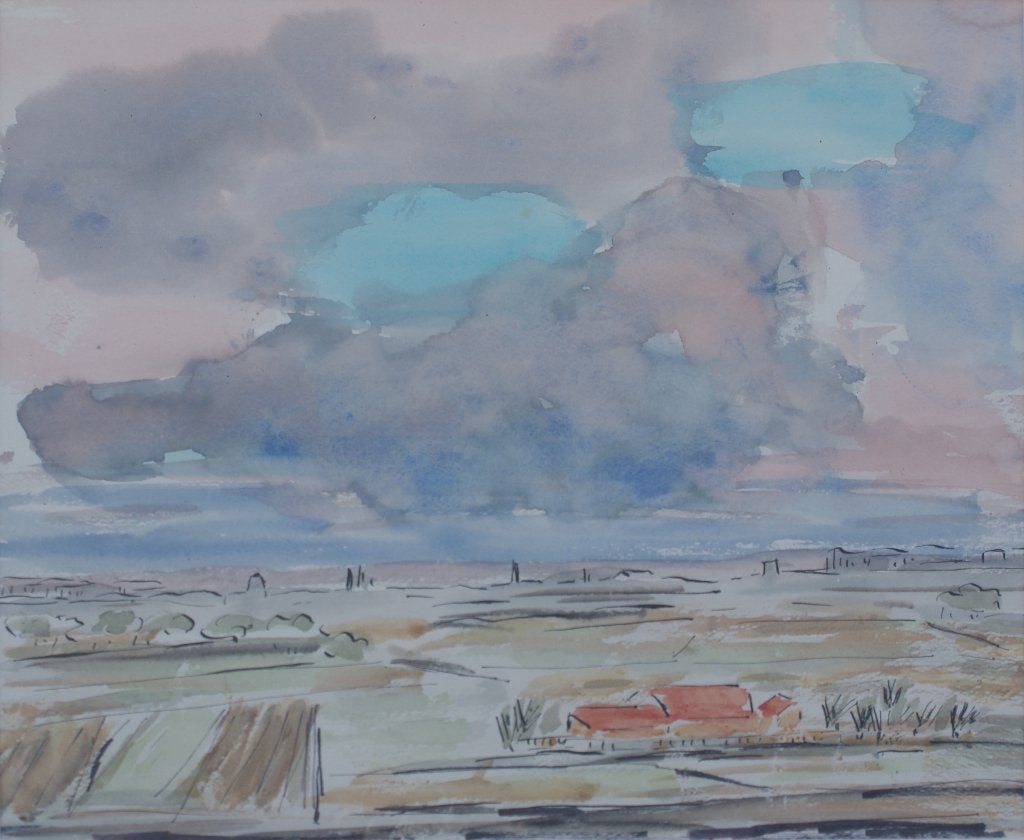 Medard Tytgat (1915-1997): Landschap (42 x 37 cm), Ophalen of Verzenden, Gedateerd, Aquarel, Landschap