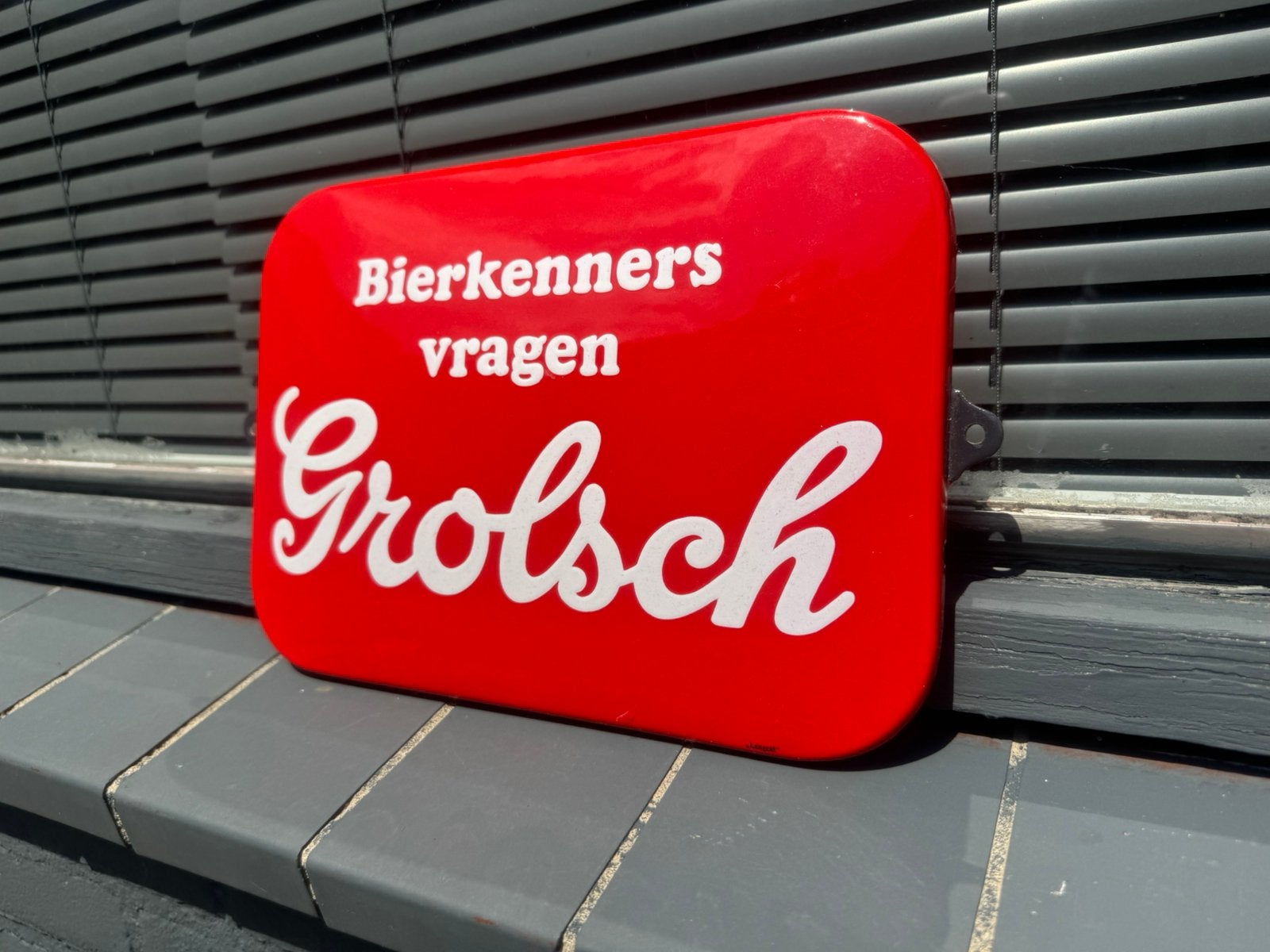 Grolsch bier emaille reclamebord, Verzamelen, Ophalen, Gebruikt, Reclamebord
