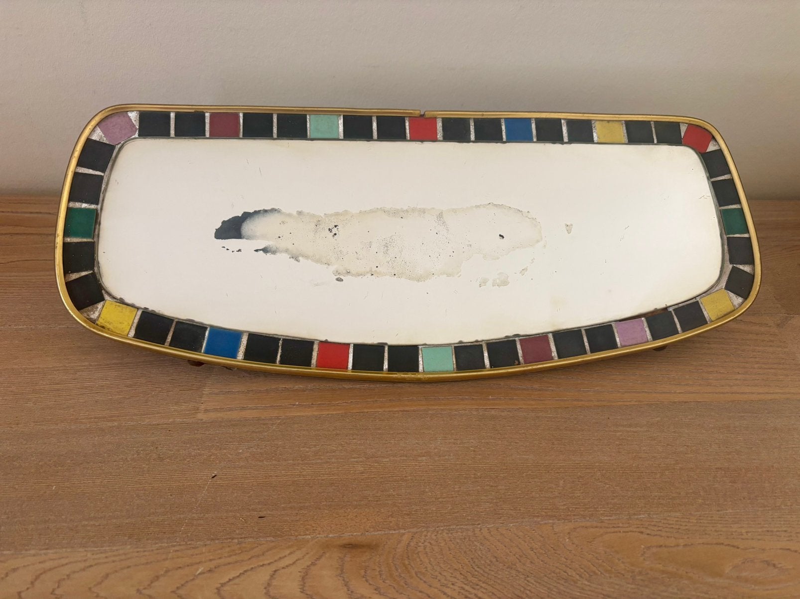 Vintage Kammenhouder met mozaïek steentjes en spiegelglas, Ophalen of Verzenden, Gebruikt