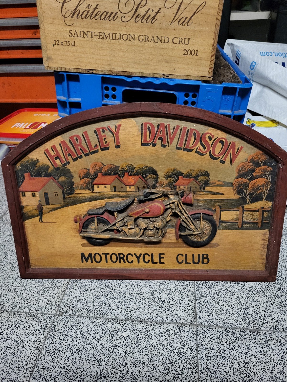 3D houten vintage bord Harly Davidson, Ophalen