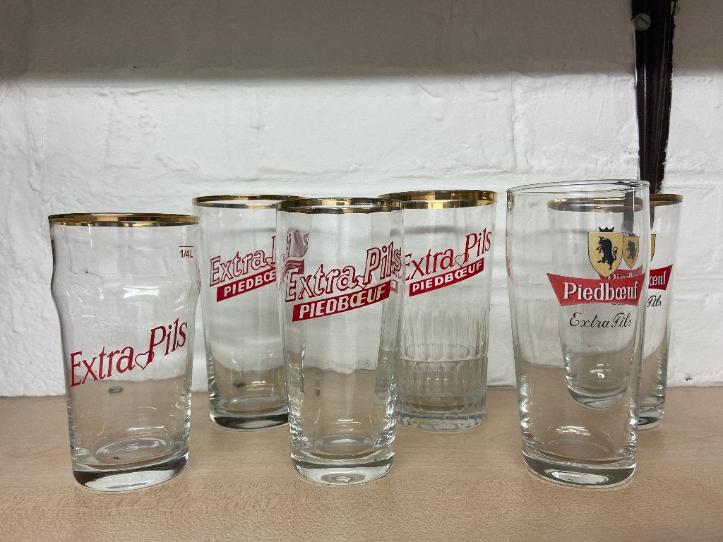 JUPILER- PIEDBOEUF anciens verres Extra Pils, Collections, Enlèvement, Comme neuf, Verre à bière