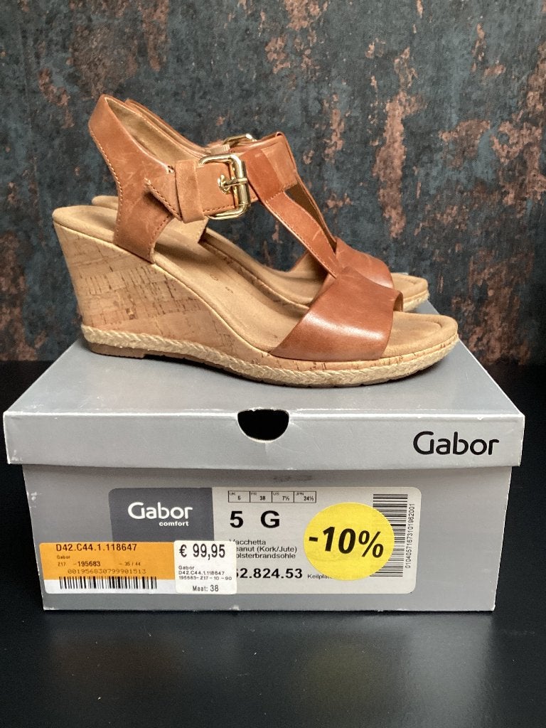 Sandalen Gabor 38 cognac, Bruin, Gabor, Zo goed als nieuw, Sandalen of Muiltjes