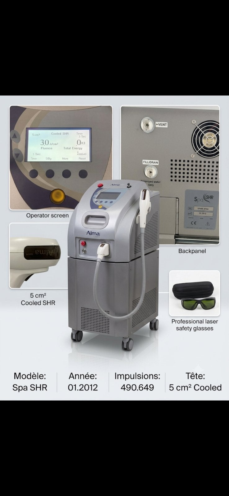 Alma Lasers Spa SHR (2012) in zeer goede staat., Elektronische apparatuur, Ophalen, Zo goed als nieuw