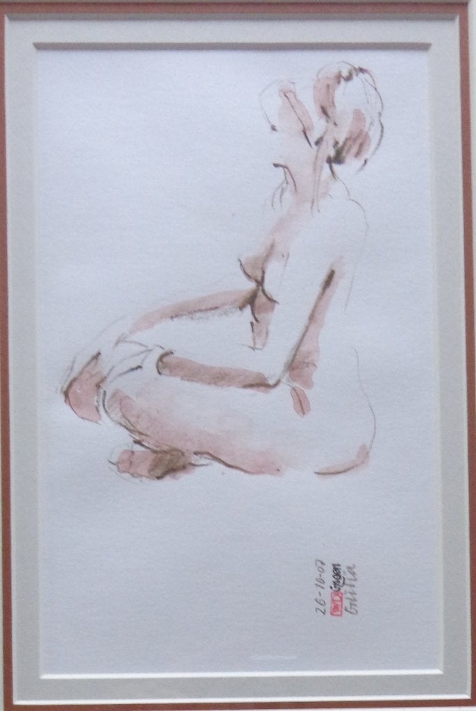 WILLEM VAN DONGEN / NAAKTE VROUW / ORIGINEEL / 41x31cm KADER, Enlèvement ou Envoi, Figures, Papier/carton, Aquarelle