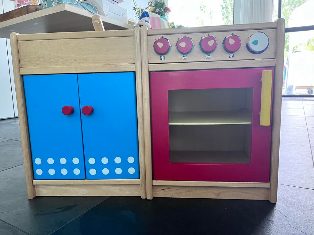 Speelkeuken. Hout, 2delig. Afwaseiland. Kookvuur/oven., Kinderen en Baby's, Ophalen, Gebruikt, Hout
