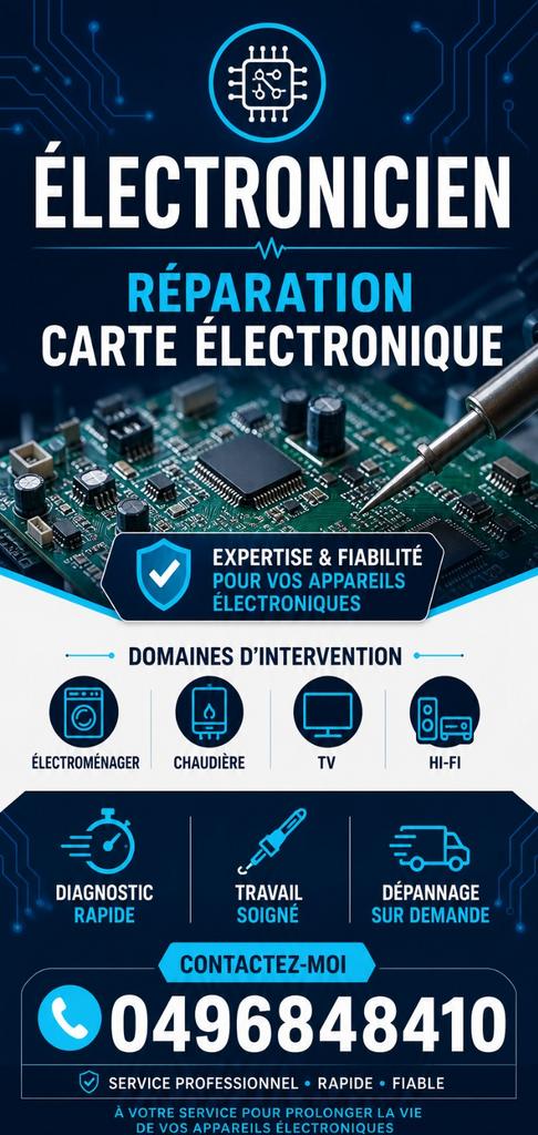 Réparation carte électronique électroménager chaudière tv...