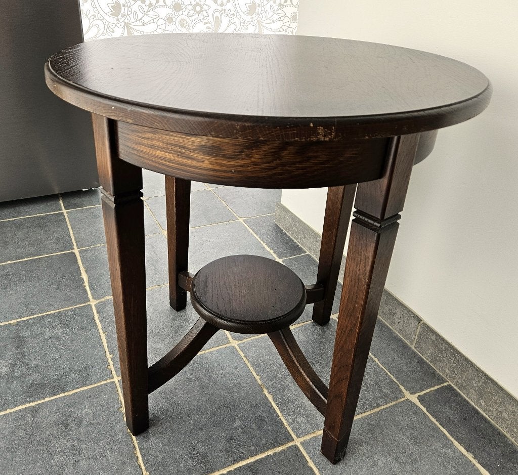 Mooi donker bijzettafeltje, Ophalen, Zo goed als nieuw, Hout, 45 tot 60 cm