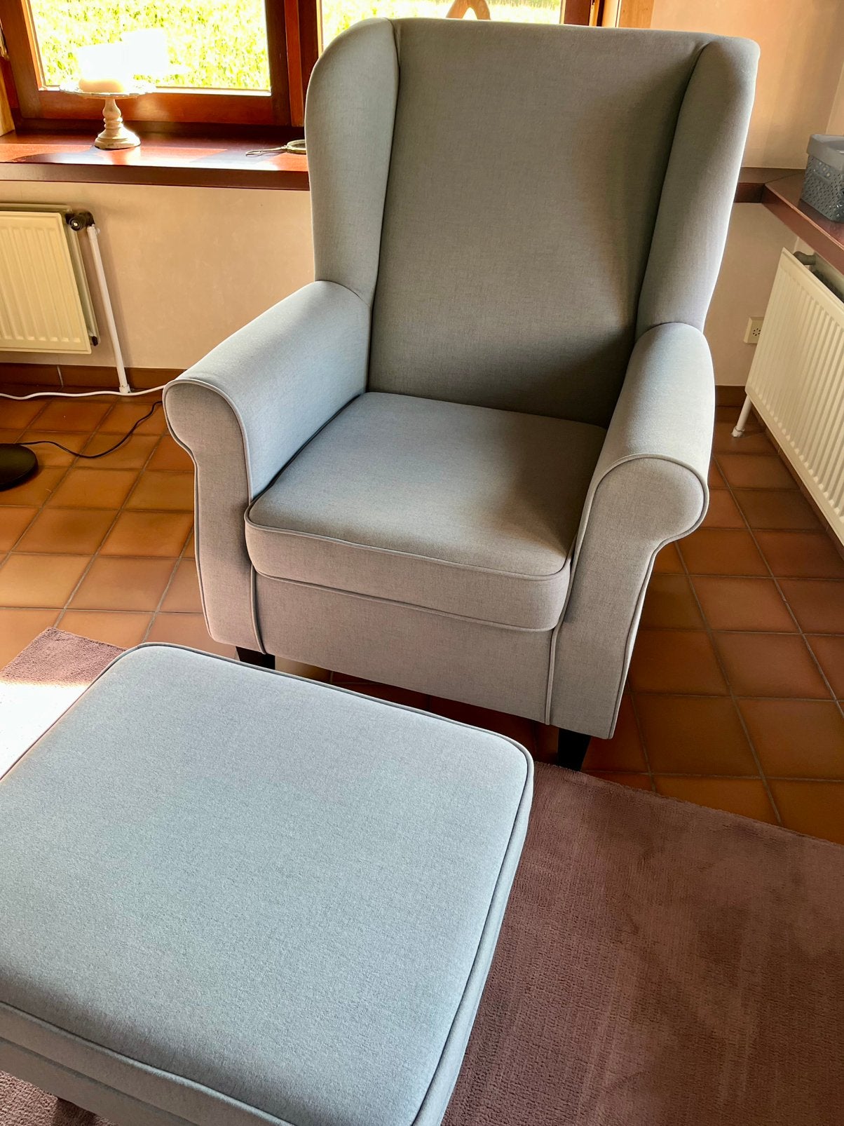 Fauteuil met voetenbank, Huis en Inrichting, Ophalen, Gebruikt, Stof