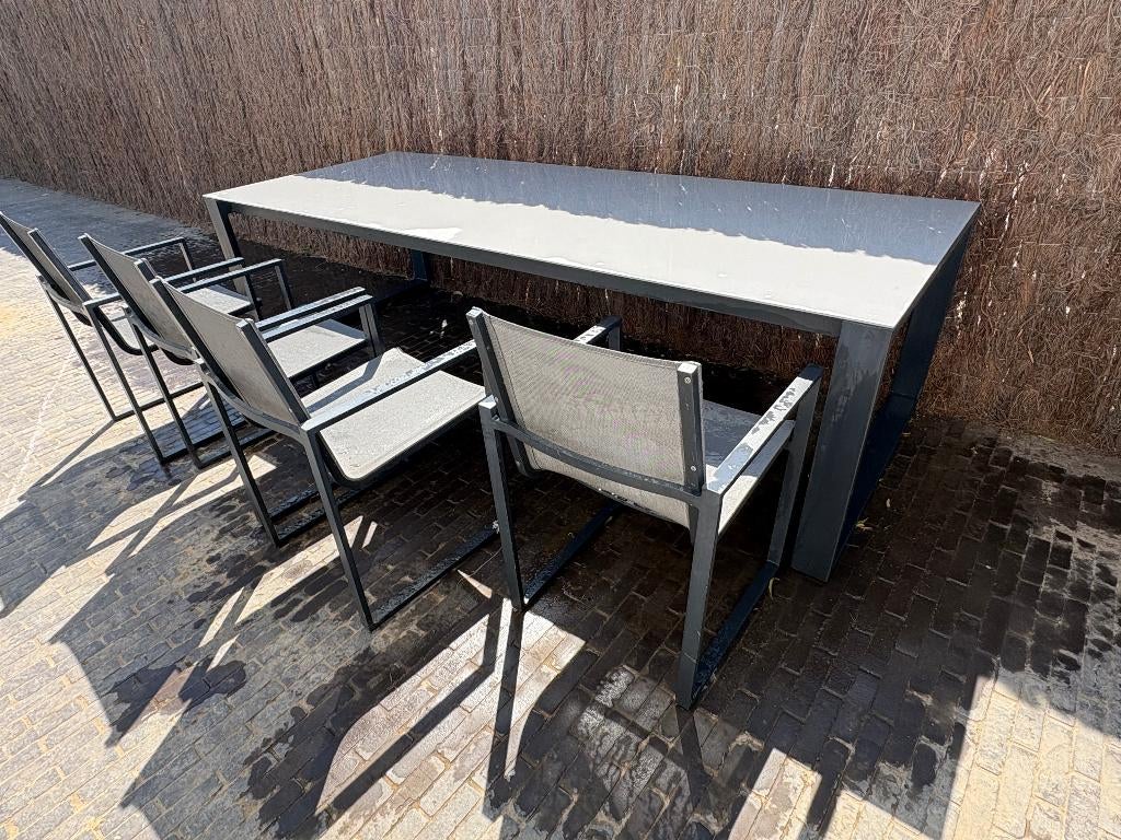 Tuintafel exterioo met 8 stoelen, Ophalen, Gebruikt, Aluminium, 8 zitplaatsen