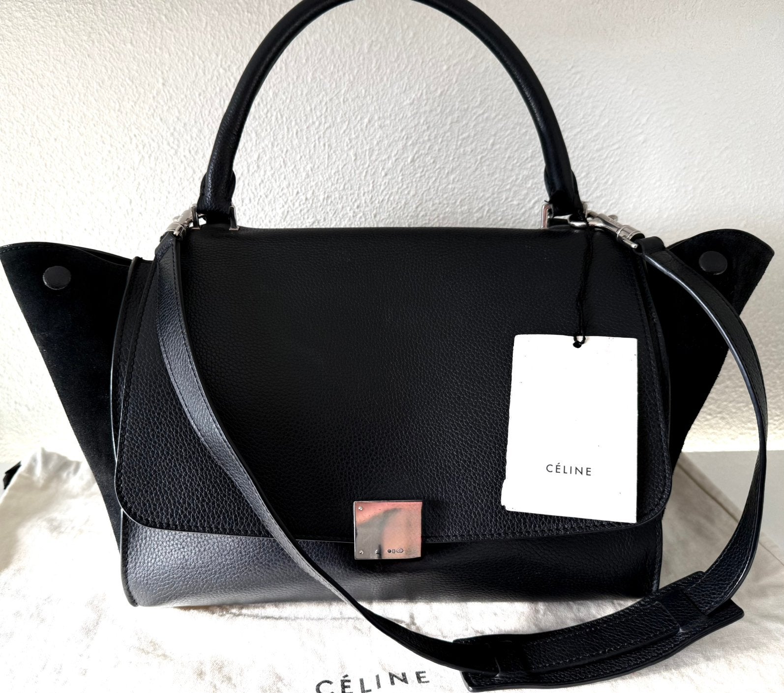 CÉLINE TRAPEZE BAG ZWART LEER, ORIGINEEL (NEW €2.000) 💖💖💖, Verzenden, Zo goed als nieuw, Zwart, Handtas