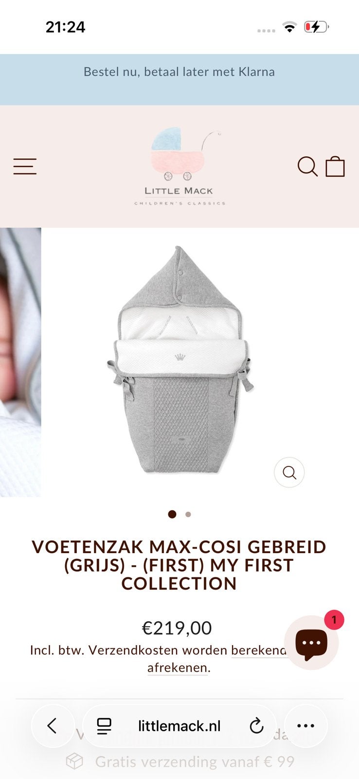 Voetenzak First Voor maxi cosi, Kinderen en Baby's, Ophalen, Zo goed als nieuw, Overige typen, Overige merken
