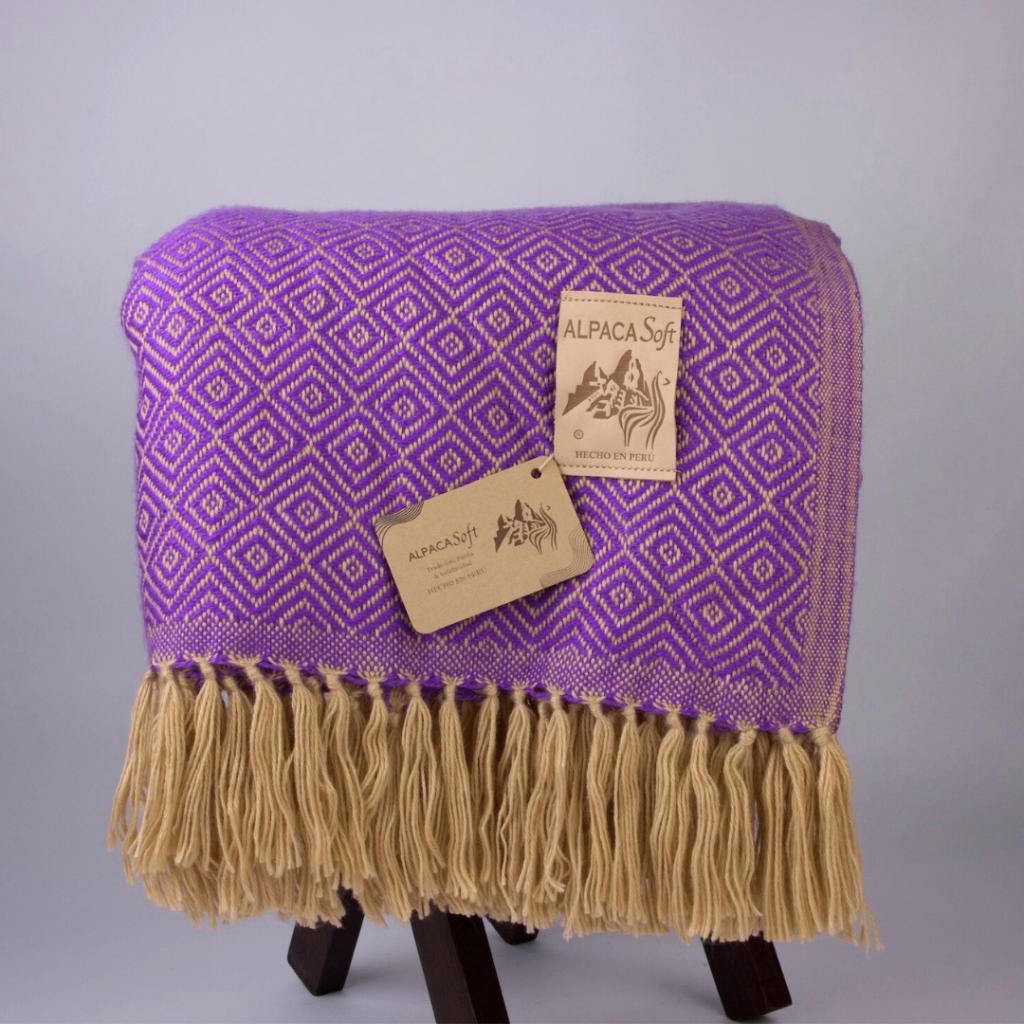 Alpaca Wol Dek Lila 200x140cm Zachte Sofa Dek uit Peru, Verzenden, Nieuw