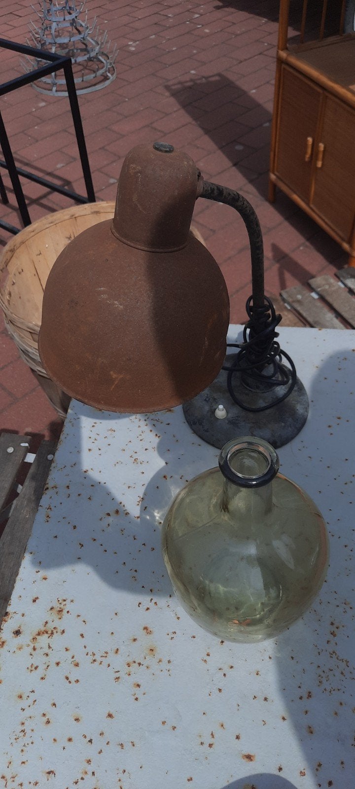 mooie roestige buro lamp, Lampe de table, Rond, Brun, Enlèvement